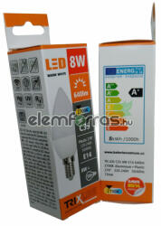 Trixline 8W E14 640lm 2700K C35 LED gyertya izzó (8W-E14-C35-Trixline-gyertya-LED-izzo)