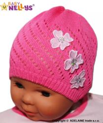 Baby Nellys ® pălărie croșetată cu flori - roz închis