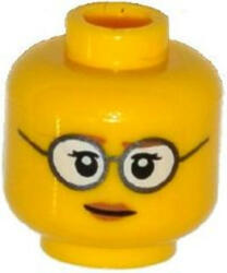 LEGO® Alkatrészek (Pick a Brick) Sárga Minifigura Fej Szemüveges Női Arc Festéssel 3626cpb1238
