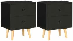 vidaXL Noptiere, 2 buc. , negru, 40 x 30 x 50 cm, lemn masiv de pin (285225) - comfy