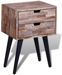vidaXL Noptieră cu 2 sertare, lemn de tec reciclat (241711) - comfy