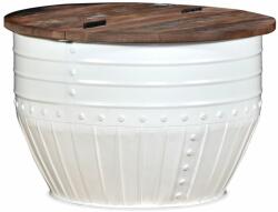 vidaXL Măsuță de cafea în formă de butoi alb lemn masiv reciclat (245254) - comfy