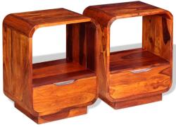vidaXL Noptieră cu sertar 2 buc, lemn masiv de sheesham, 40 x 30 x 50 cm (243953) - comfy