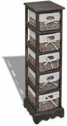 vidaXL Dulap de depozitare din lemn, 5 coșuri împletite, maro (240801) - comfy Dulap arhivare
