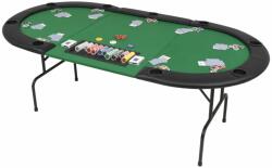 vidaXL Masă de poker pliabilă în 3, pentru 9 jucători, oval, Verde (80210) - comfy
