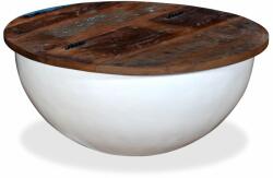 vidaXL Măsuță de cafea, alb, lemn masiv reciclat, formă bol (245258) - comfy