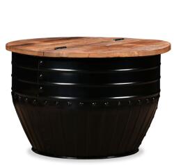 vidaXL Măsuță de cafea în formă de butoi negru lemn masiv reciclat (245255) - comfy