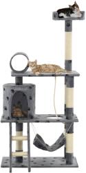 vidaXL Ansamblu pisici stâlpi funie sisal, 140 cm imprimeu lăbuțe, gri (170584) - comfy
