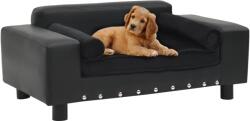 vidaXL Canapea pentru câini, negru, 81x43x31cm, pluș & piele ecologică (170954)