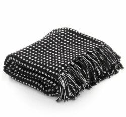 vidaXL Pătură decorativă cu pătrățele, bumbac, 160 x 210 cm, negru (245331) - comfy Patura