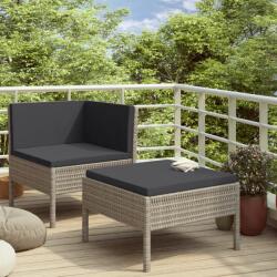 vidaXL Set mobilier de grădină cu perne, 2 piese, gri, poliratan (310208) - comfy