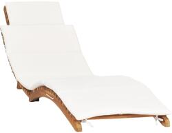 vidaXL Șezlong pliabil cu pernă alb crem, lemn masiv tec (310667) - comfy
