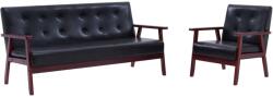 vidaXL Set canapea, 2 buc. , negru, piele artificială, (278397) - comfy