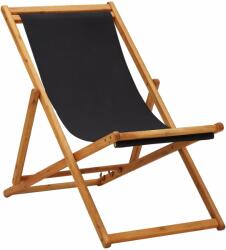 vidaXL Scaun de plajă pliabil, negru, lemn de eucalipt și țesătură (310316) - comfy