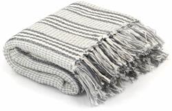 vidaXL Pătură decorativă cu dungi, bumbac, 125 x 150 cm, gri și alb (245327) - comfy