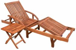 vidaXL Șezlong de plajă cu masă, lemn masiv de acacia (42594) - comfy