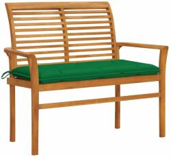 vidaXL Bancă de grădină, cu pernă verde, 112 cm, lemn masiv de tec (3062669) - comfy