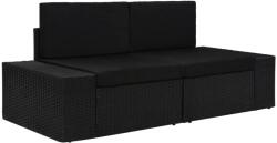 vidaXL Canapea modulară cu 2 locuri, negru, poliratan (49505)