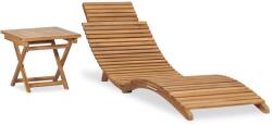 vidaXL Șezlong de soare pliabil cu masă, lemn masiv de tec (310666) - comfy