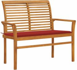 vidaXL Bancă de grădină, cu pernă roșie, 112 cm, lemn masiv de tec (3062655) - comfy