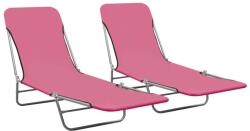 vidaXL Șezlonguri pliabile, 2 buc. , roz, oțel & material textil (310345) - comfy