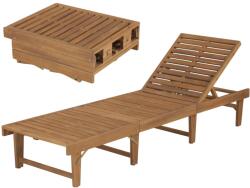 vidaXL Șezlong de plajă pliabil, lemn masiv de acacia (44253) - comfy