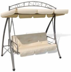 vidaXL Balansoar de exterior extensibil cu copertină, alb nisipiu (43241)