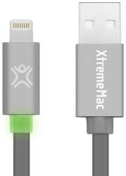 XtremeMac LED visszajelzős lapos Lightning kábel - Szürke (XCL-FLD-13)