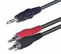  Audió kábel, 3, 5 mm sztereó dugó-2 RCA dugó 1, 5 m (A 49) (A 49)