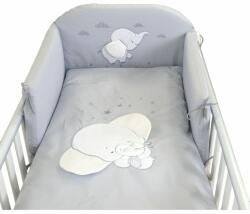 Pj Baby - Lenjerie 3 piese Cu protectie laterala Elephant din Bumbac, 120x60 cm, Gri (81353_redirect)