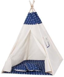 Kidizi Cort copii stil indian Teepee Tent Dark Blue Stars, include covoras si 2 pernute, stabilizator cadou (5949221103761)
