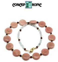  Colier din Manganocalcit Disc 15 x 5 mm - Topaz 4x4 mm - Almandin - Accesorii GF
