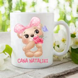 Gravolo Cana Personalizata cu Nume Ursulet Roz (C660)