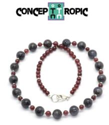  Colier din Tanzanit - Almandin - Rotund 4-8 x 4-8 mm - Accesorii Argint 925