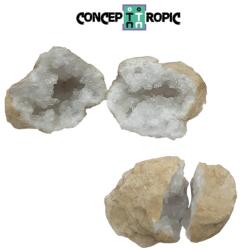  Geoda de Cuart Alb Natural 104 x 71 x 51 mm - ( XXL ) - 1 Pereche