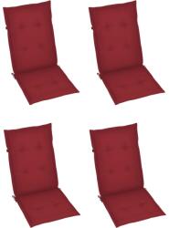 vidaXL Perne scaun cu spătar înalt, 4 buc. , roșu, 120x50x3 cm, textil (314114)