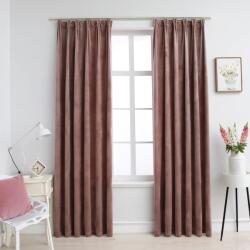 vidaXL Draperii opace 2 buc. roz antichizat 140x225 cm catifea cârlige (134525)