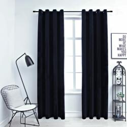 vidaXL Draperii opace cu inele, 2 buc. , negru, 140 x 225 cm, catifea (134489)