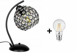 Glimex Crystal Ball asztali lámpa fekete1x E27 + ajándék LED izzó (GCB0019)