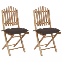 vidaXL 2 db összecsukható bambusz kerti szék párnával (3064010/11/12/13)
