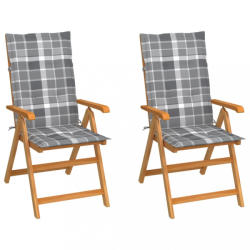 vidaXL 2 db tömör tíkfa kerti szék párnákkal (3062390/91/92/93/94/95/96/97/98/99)