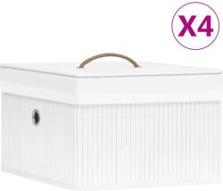 vidaXL Cutii de depozitare, 4 buc. , alb, bambus (320766)