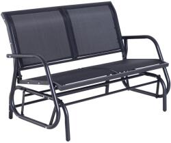 AOSOM Kerti pad kültéri bútor fém ülőke 123x80x88 cm hintapad fekete szín