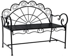 Aosom Kerti pad fém kerti ülőbútor elegáns karfás pad 107x55, 5x88, 5 cm fekete