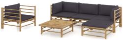 vidaXL Set mobilier de grădină, 6 piese, perne gri închis, bambus (3058196) - comfy
