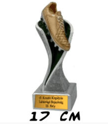 Trófea labdarúgás foci cipős gravírozott táblával 17cm TRSE-4032