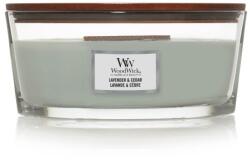 WoodWick Lavender & Cedar lumânare parfumată cu fitil de lemn 453, 6 g