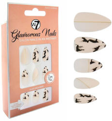 W7 Kit 24 Unghii False W7 Glamorous Nails, Party Animal, cu adeziv inclus si pila de unghii