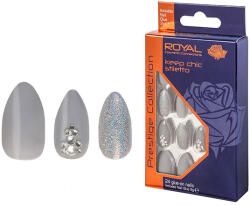 Royal Set 24 Unghii False ROYAL Prestige Collection, Glue-On Nail Tips, Keep Chic Stiletto, Adeziv Inclus
