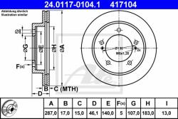 ATE Disc frana ATE 24.0117-0104.1 (24.0117-0104.1) - automobilus